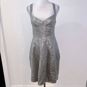 Cynthia Cynthia Steffe Silver 100% Linen Fit and Flare Cocktail Dress